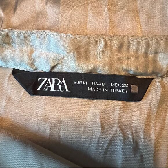 3 for $30! Zara biege satin 1/4 button top - Picture 2 of 9